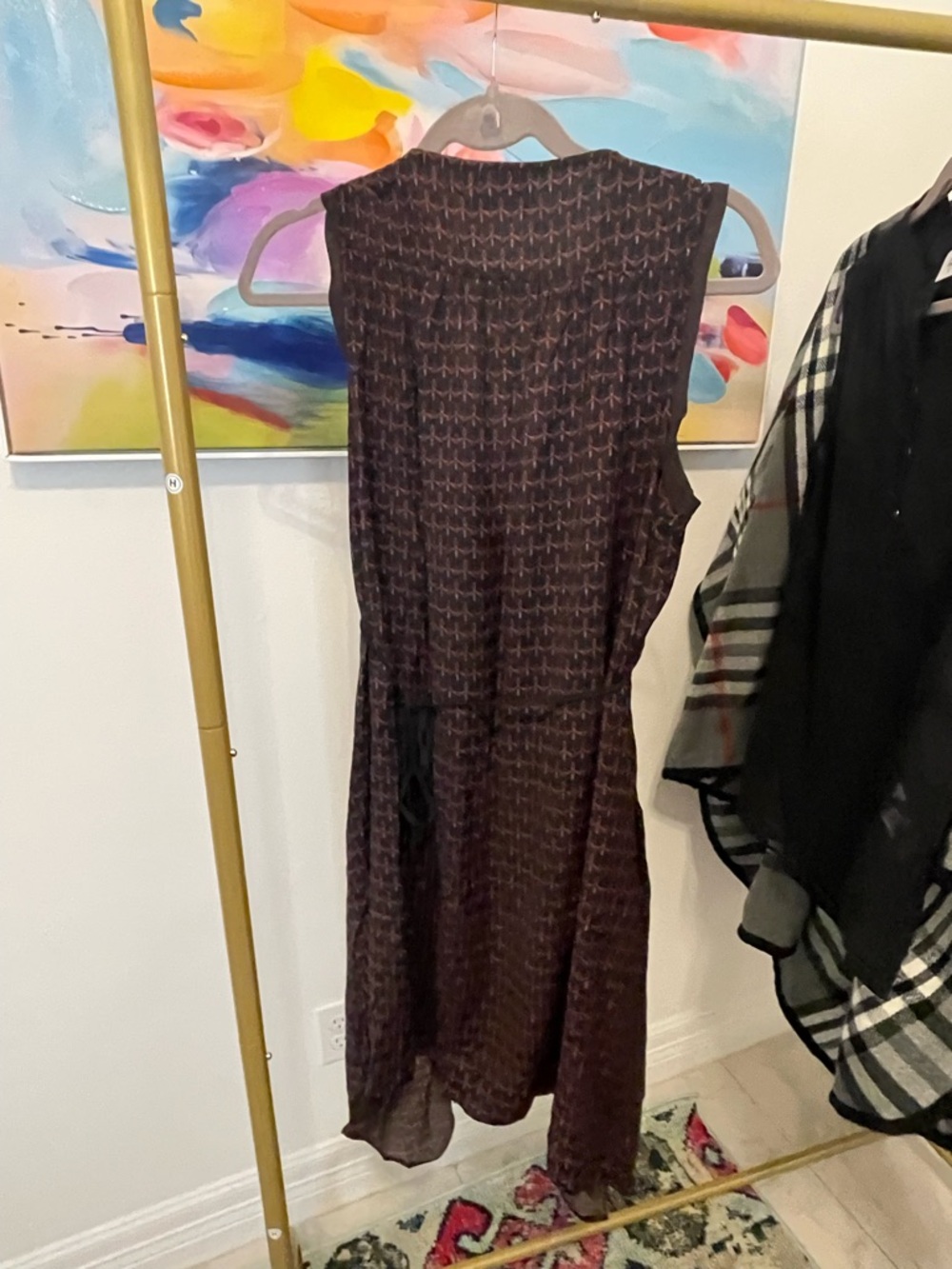 Simply Vera Vera Wang Brown Patterned Sleeveless Midi Dress Medium - Picture 6 of 7